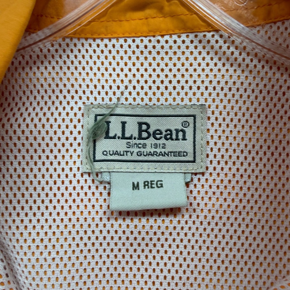LL Bean Fishing Shirt Mens Medium Orange Long Sleeve Roll Tab Nylon Guide Angler - Picture 5 of 10